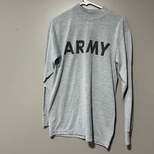 Vintage Army Long Sleeve Men's T-Shirt - Size M - Cozy Grey Comfort
